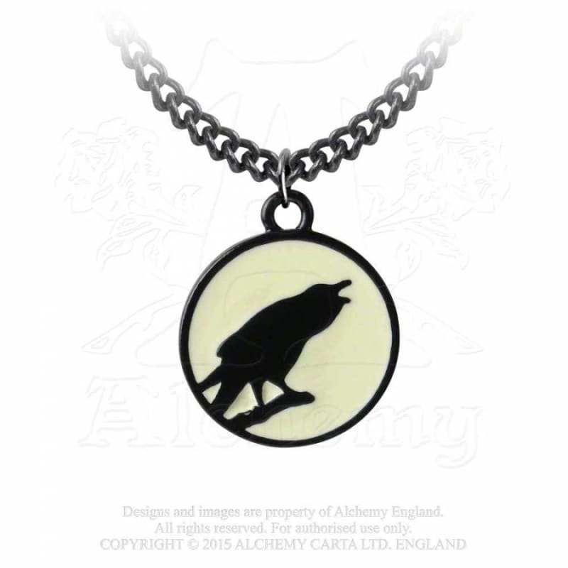 Last Chance! Alchemy Gothic P735 Caw at the Moon ~ Fine English Pewter pendant necklace