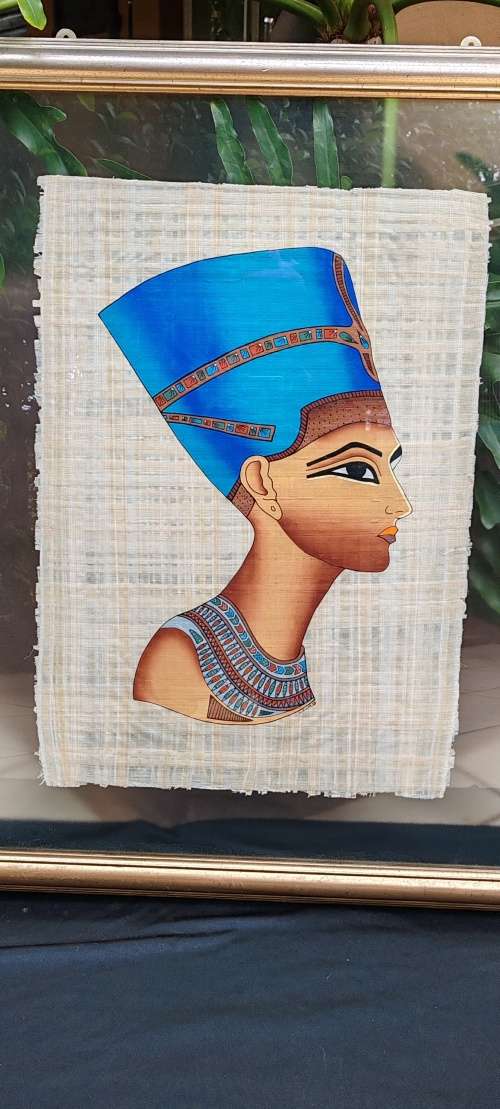 Paintings - Egyptian portrait on papyrus between glass in frame was ...