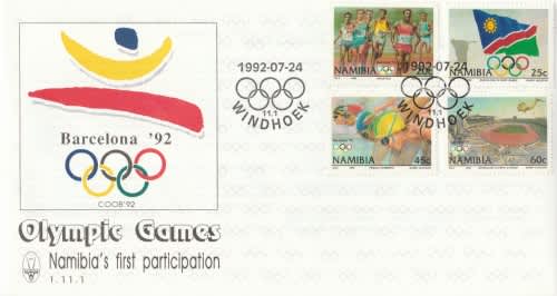 NAM 1992-07-24 Olympic Games Barcelona FDC 1.11.1 (38 000) [SACC R7]