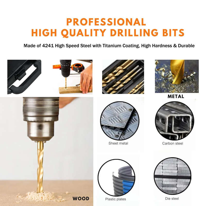 Drills - Titanium Coated Twist Drill Bit Set With Box (99-Piece Set ...