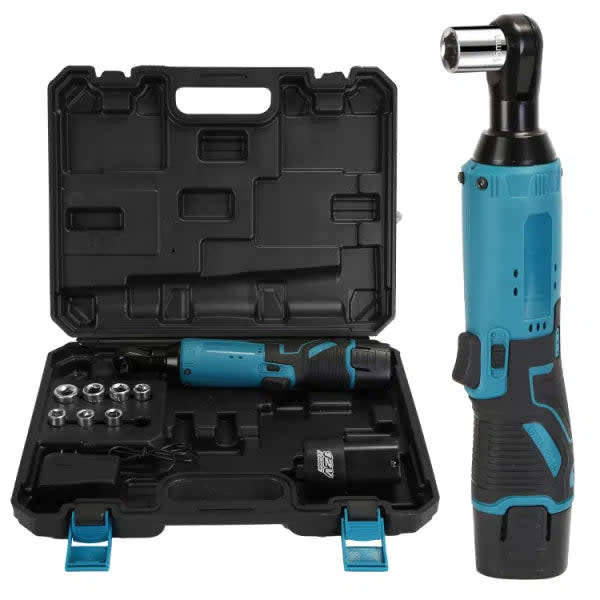 12V Cordless Ratchet Wrench Set - 3/8 Inch Electric Impact Tool With 30ft-lbs Torque