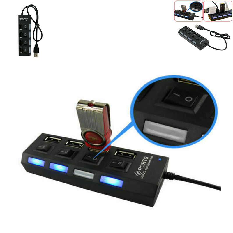USB Hubs - Convenient 4-Port Usb 2.0 Black Hub With High-Speed Adapter ...