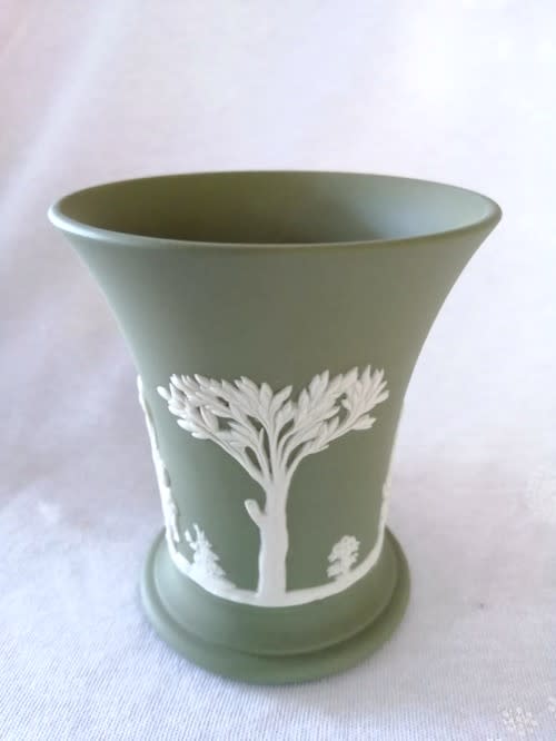 Vintage Wedgwood Jasper Sage Green Vase  #