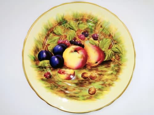 Aynsley Signed N. Brunt Orchard Gold Fruit Serving Plate Numbered Plate 7956