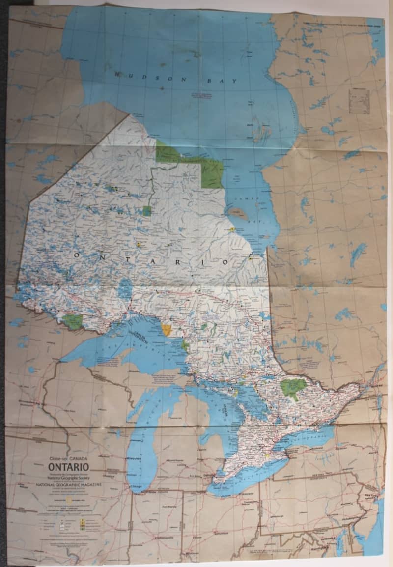 National Geographic Folded Map Close Up Canada Series Ontario December 1978