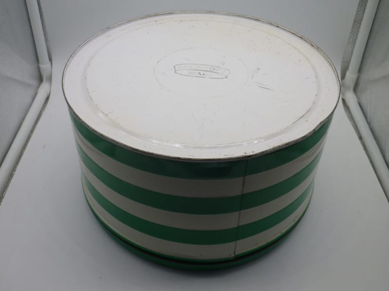 Vintage GOODHOPE WARE Green & White striped cake tin