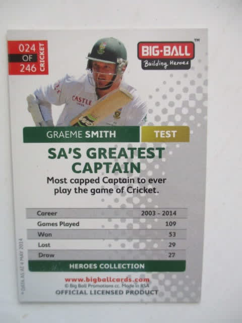 CRICKET TRADING CARDS - GRAEME SMITH FOIL CARD AND ACTION CARDS - LOT OF 6 CARDS