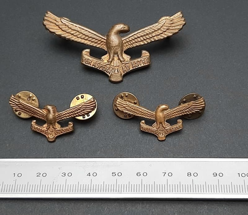 **Border War : 1970s SAAF Cap & Collar Badge Set x3 Pcs (All Pins)**