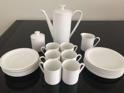 German Porcelain - Arzberg 2075 White Fluted Porcelain Coffee Set Made ...