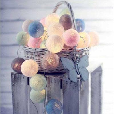 LED STRING BALL LIGHTS WITH COTTON THREADS