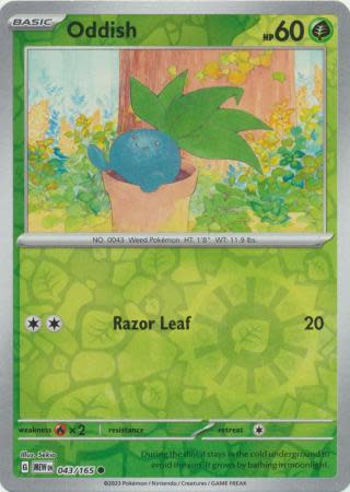 Pokemon Trading Card Game - Oddish - 043/165 - Common Reverse Holo Scarlet & Violet 151