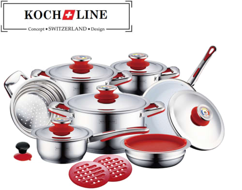 (16pcs Koch Line) ( Switzerland ) 100% Authentic ( Cook with Ceramic Coating Fry Pan ) Royalty Line