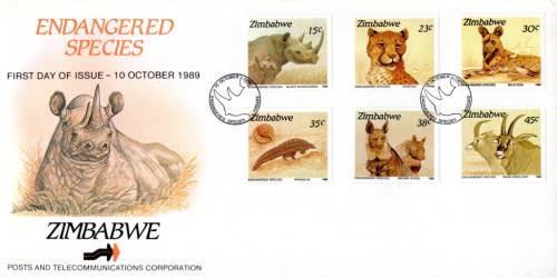 Zimbabwe - 1989 Endangered Species FDC SG 762-767