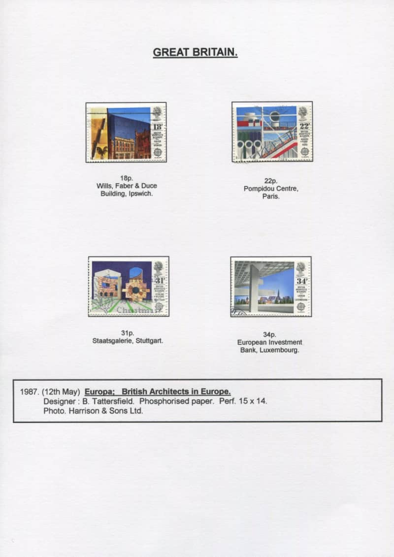 Great Britain - 4 Stamps Mounted on Presentation page