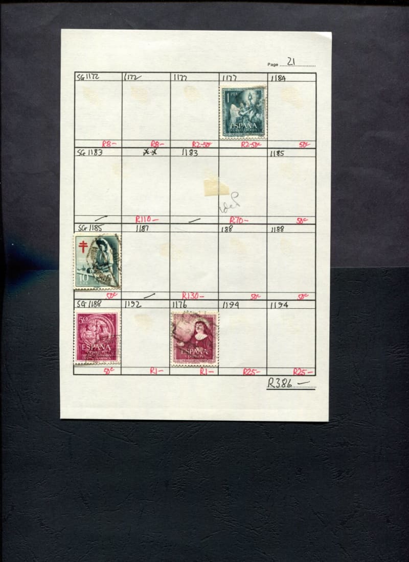 Spain - 4 Stamps Mounted (Hinged) on Approval Page
