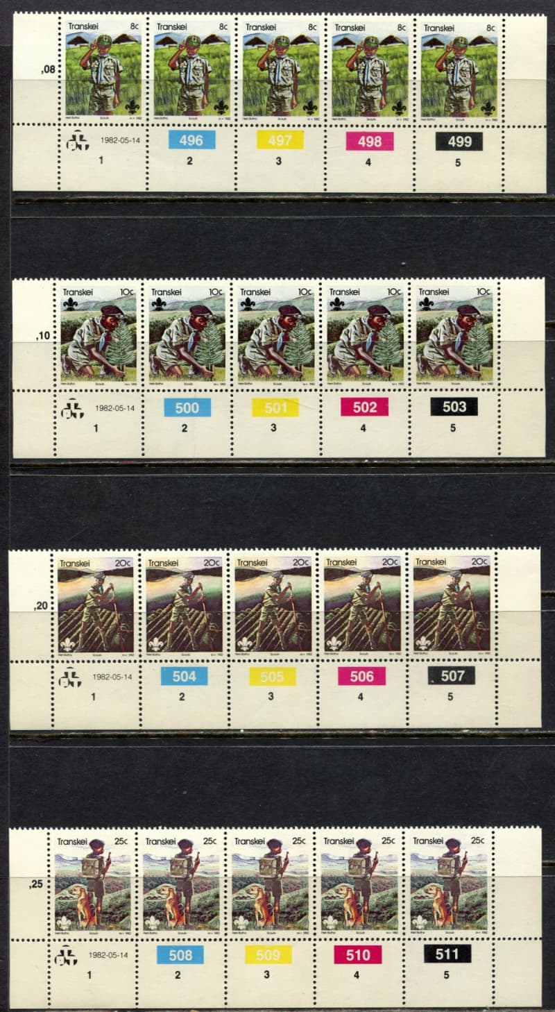 Transkei - Set of 4 Control Strips of 5 - 1982 - MNH