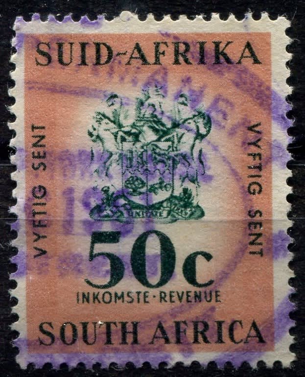 RSA  - "Vyftig Sent" Afrikaans Both Sides  - Revenue - 1961/68 - Used