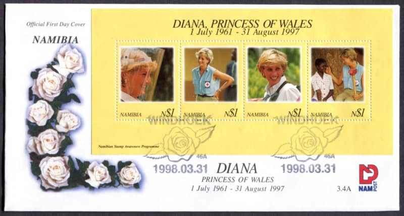 Namibia - Diana - Miniature Sheet FDC - 1998