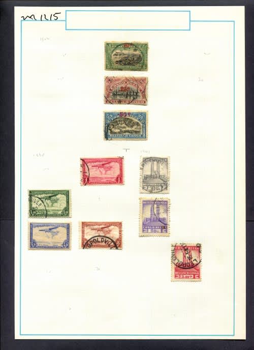 Belgium Congo - 10 Stamps Mounted On Old Album Page