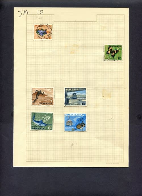 Jamaica - 6 Stamps Mounted (Hinged) On Album Page