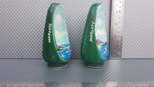 Vintage! - Margate - Hand Painted Seascapes - Ceramic - Salt And Pepper Shakers
