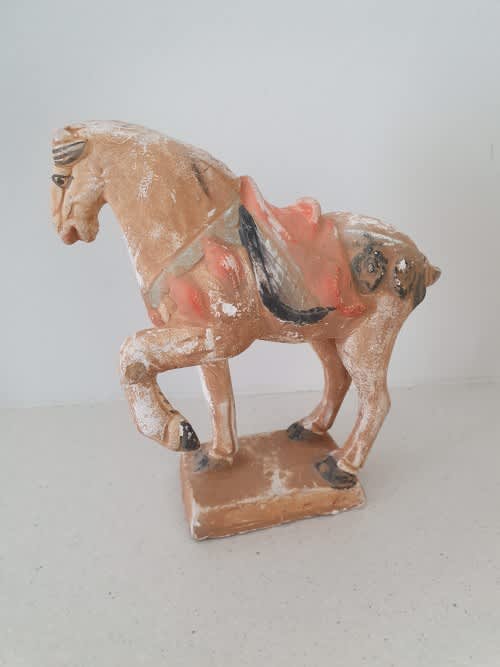 Ceramic Tang Dynasty Horse Replica Oriental sculpture  (Signed)