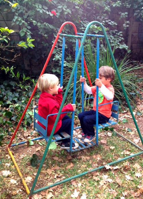 A-frame two seater children's swing