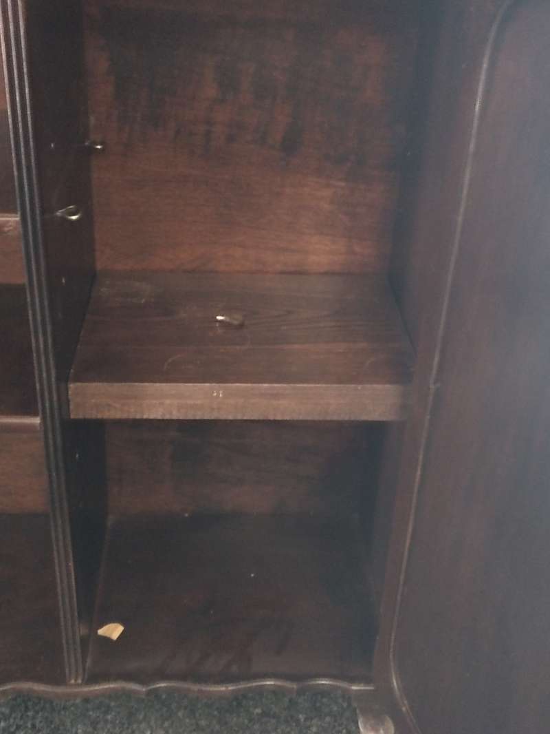 Imbuia with Queen Anne Legs, Shelves, and Door