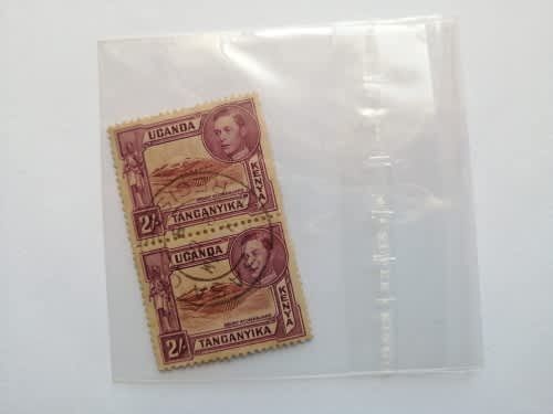 1938-54 2 sh red violet & orange brown `Mount Kilimanjaro` Stamp Pair King George VI