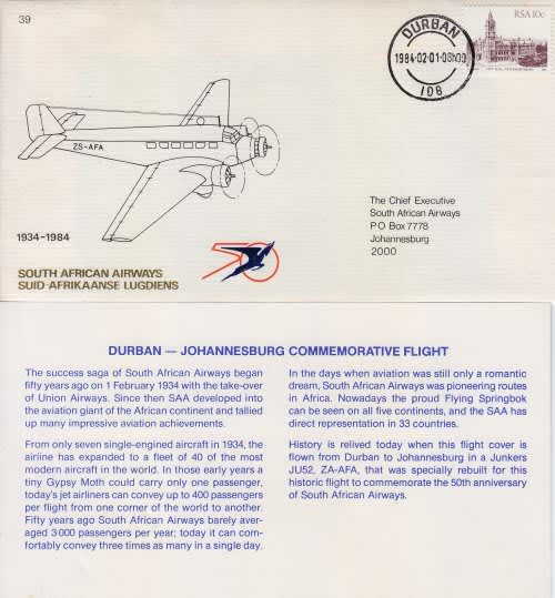 RSA - Aviation 1984 - SAA