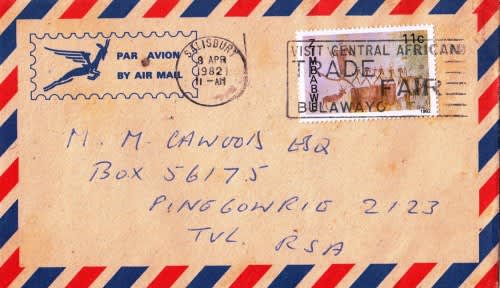 1982 cover from Zimbabwe to RSA