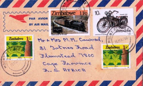 1985 cover from Zimbabwe to RSA