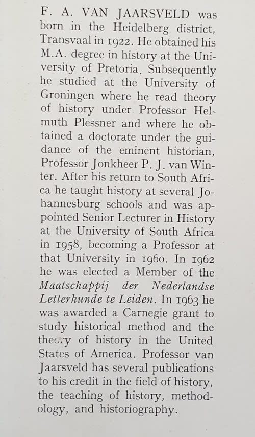 * Signed * The Afrikaner`s Interpretation of South African History - F.A. van Jaarsveld