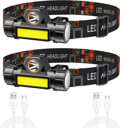 Torches & Headlamps Pack of 2 x USB Rechargeable COB 4 in 1 headlamp