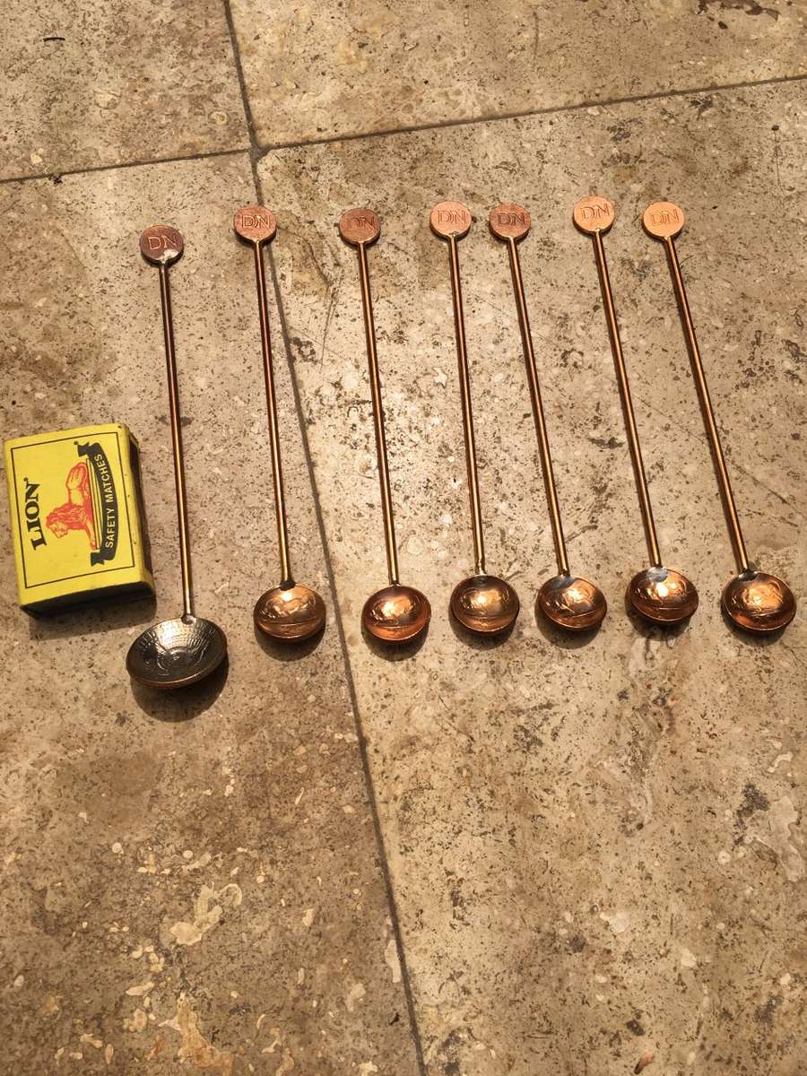 Copperware vintage RSA 2cent coins made spoons lot of 6 and 1 half