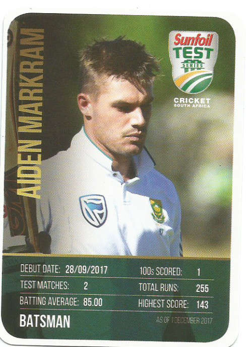 Trading Cards AIDEM MARKHAM CRICKET SA 2018 SUNFOIL SERIES " TEAM