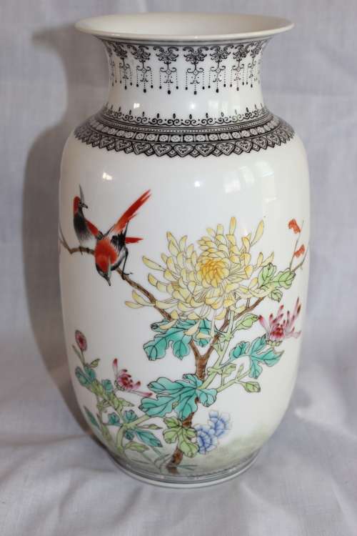 Oriental Porcelain - Vintage Hand Painted Chinese Vase signed and dated ...