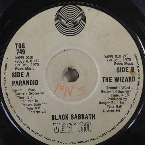 Classic Rock Black Sabbath Paranoid The Wizard 7` Vinyl Sa