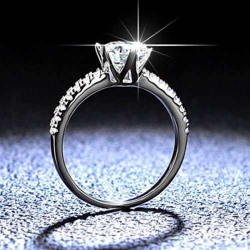 Engagement Rings 1 CT Moissanite D/VVS Round Cut Promise Ring White