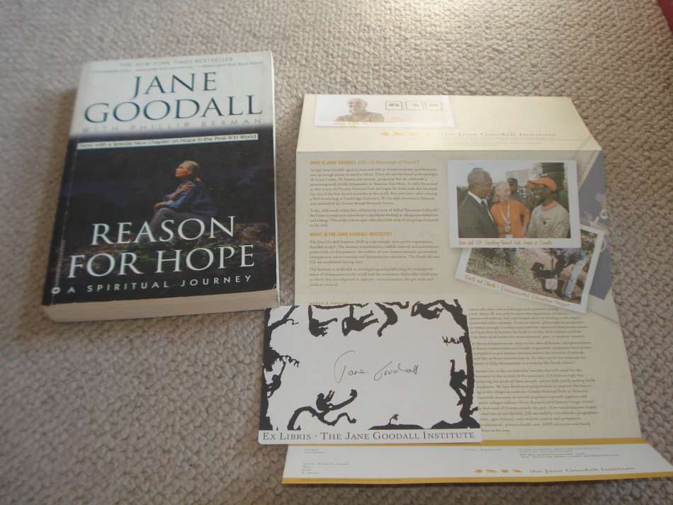 Autographed - " REASON FOR HOPE " SIGNED TWICE BY JANE GOODALL !! was