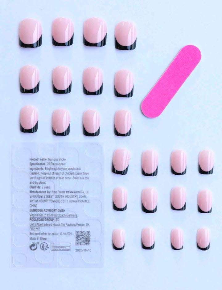 Nails 24 piece short nail set with file and sticker sheet. for sale