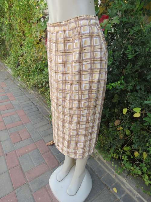 Skirts - Pencil style mustard,ecru and white check polycotton skirt ...