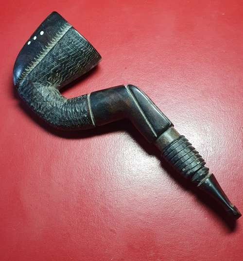 Smoking Accessories ANTIQUE HAND CARVED SMOKING PIPE WITH IVORY INLAY