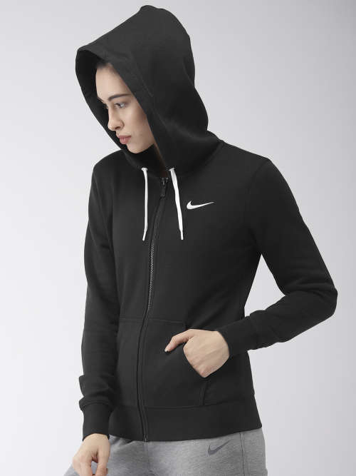 nike zip up hoodie black womens