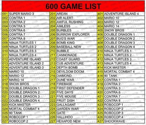 coolbaby 600 games list