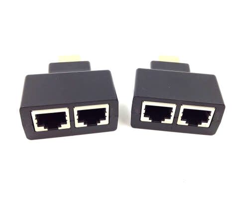 HDMI to RJ45 Network Adapter, Qaoquda 1080P HDMI Male to Dual RJ45 Female  Network CAT5e CAT6 Converter Extender Splitter Repeater for HDTV HDPC PS3