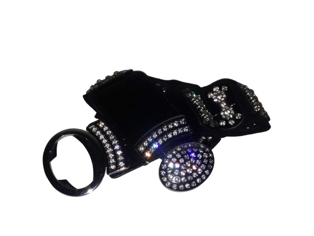 Belts & Belt Buckles Vintage Diamante Elastic Belt Black w/Silver