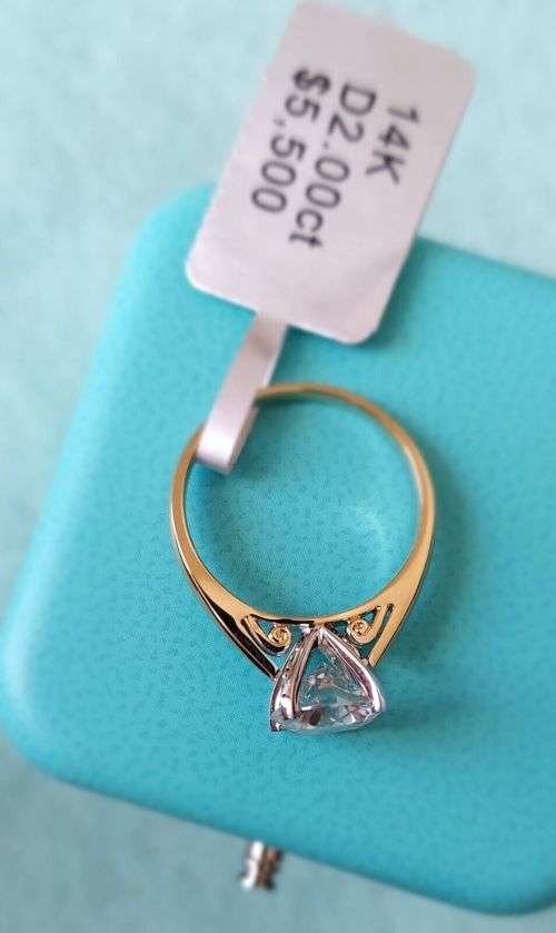 Engagement Rings Solid 18K Yellow Gold 2ct Moissanite Engagement Ring