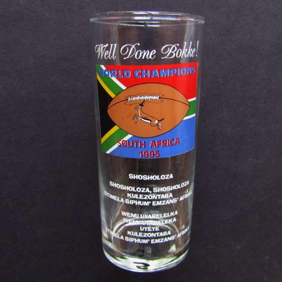 Sporting Memorabilia 1995 Springboks World Champions Rugby Glass was