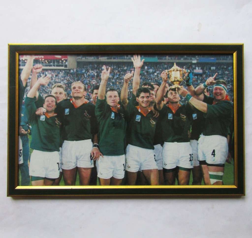 Sporting Memorabilia - 1995 Rugby World Cup - Springbok Winners Framed ...